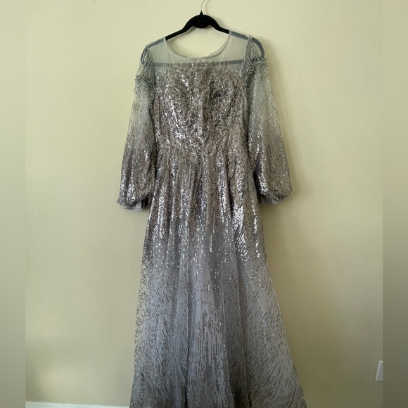 NWT Mac Duggal JEWEL ENCRUSTED ILLUSION LONG SLEEVE A LINE GOWN $798 - Picture 12 of 16